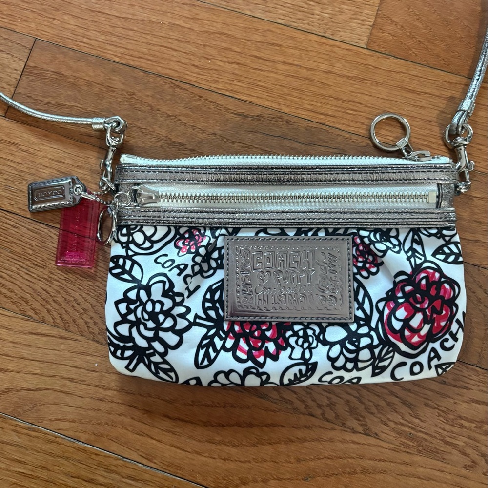 Coach Floral Print Crossbody Bag - White and Black